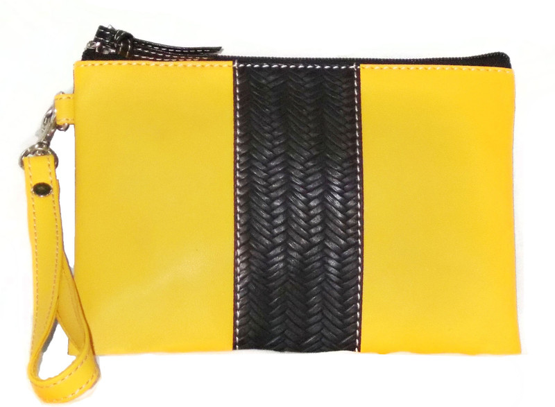 ARUNITA Woven Yellow Wristlet(Black, Yellow)