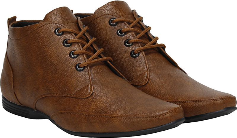 Knight Ace Men Synthetic Leather Office Tan Formal Shoes High Tops For Men(Tan)