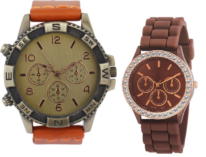 declasse chronograph pattern BIG SIZE DIAL MEN WATCH WITH DIAMOND STUDDED PARTY WEAR WOMEN WATCH Analog Watch  - For Couple