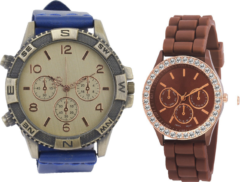 declasse chronograph pattern BIG SIZE DIAL MEN WATCH WITH DIAMOND STUDDED PARTY WEAR WOMEN WATCH Analog Watch  - For Couple