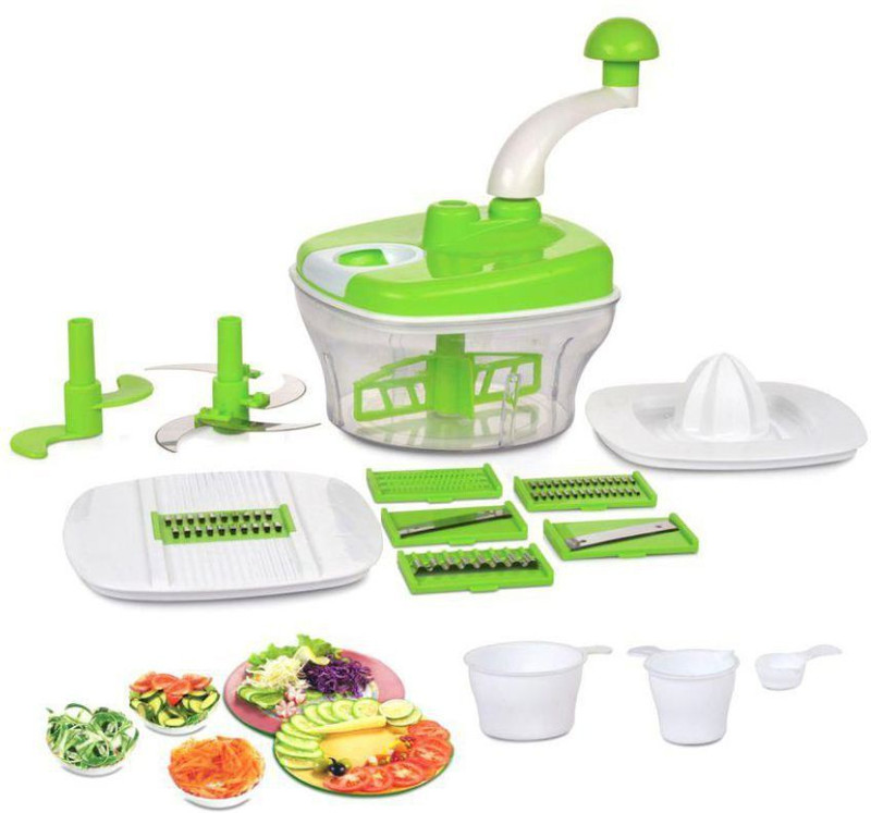 global voice Jony Turbo Dual Speed Multi functional Food Processor Vegetable Chopper(9 Blades With 1 juice plate and vacuum base container)