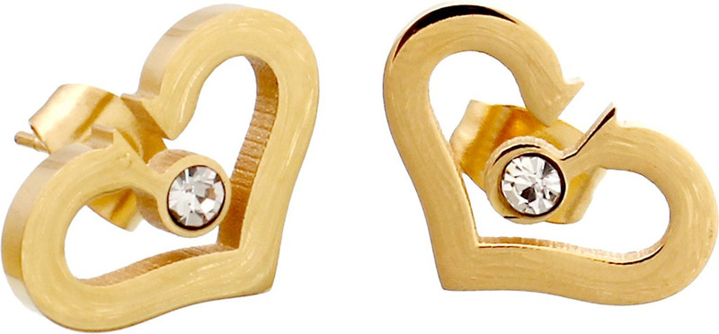 vendee fashion Vendee Fashion Stone in heart studs Gold earrings (6246) Cubic Zirconia Steel Earring Set