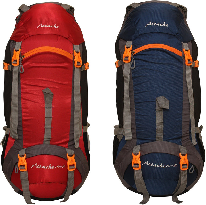 Attache 1026R Hiking Backpack (Red & Navy Blue) Set of 2 With Rain Cover … Rucksack - 75 L(Multicolor)
