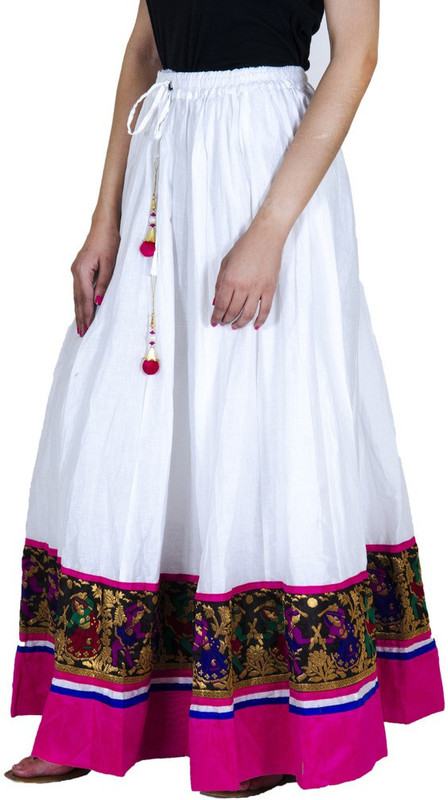 sablani Embroidered Women Broomstick White Skirt