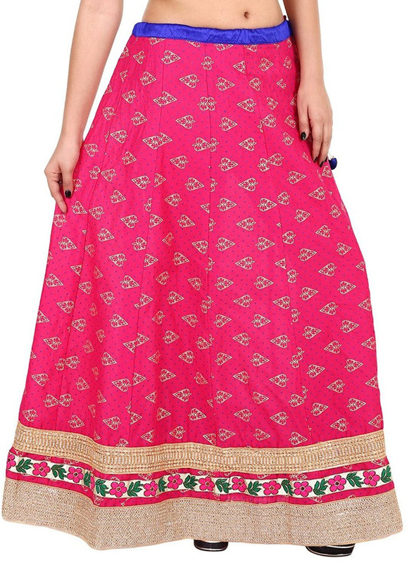 sablani Embroidered Women Broomstick Pink Skirt