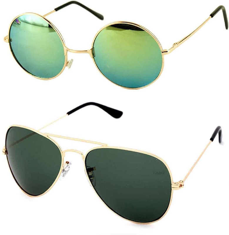 Yaadi Round, Wayfarer Sunglasses(Green, Green)