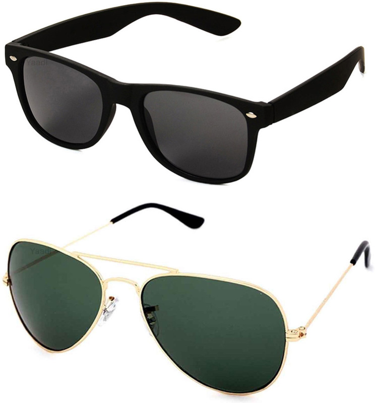 Yaadi Aviator, Wayfarer Sunglasses(Green, Black)