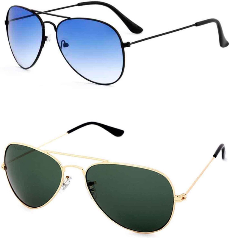 Yaadi Aviator Sunglasses(Green, Blue)