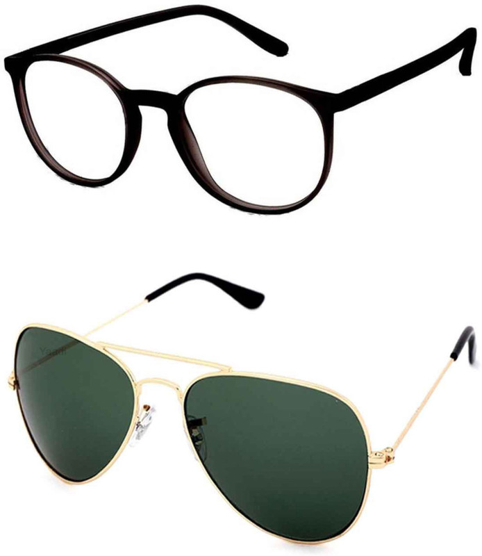 Yaadi Aviator, Cat-eye Sunglasses(Green, Clear)