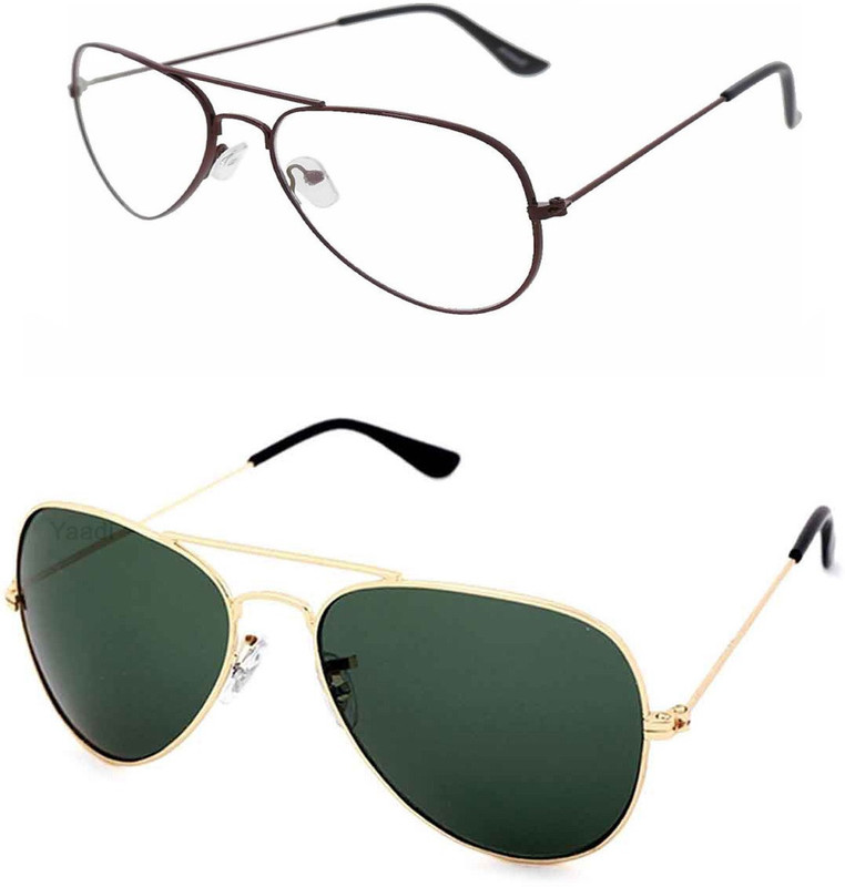 Yaadi Aviator Sunglasses(Green, Clear)