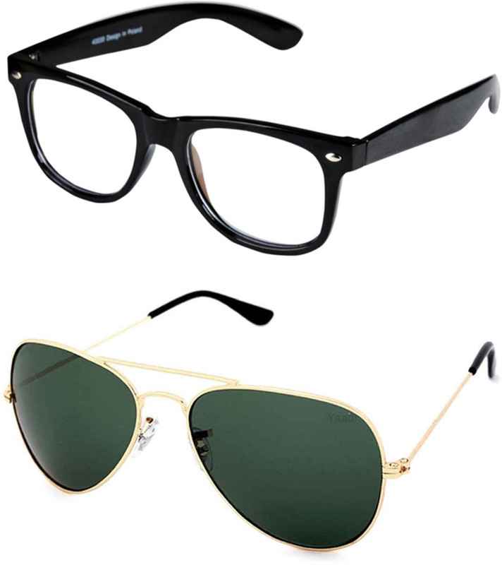 Yaadi Aviator, Wayfarer Sunglasses(Green, Clear)