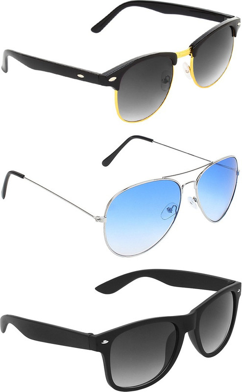 Abner Clubmaster, Aviator, Wayfarer Sunglasses(Black, Blue, Black) Abner Clubmaster, Aviator, Wayfarer Sunglasses(Black, Blue, Black)