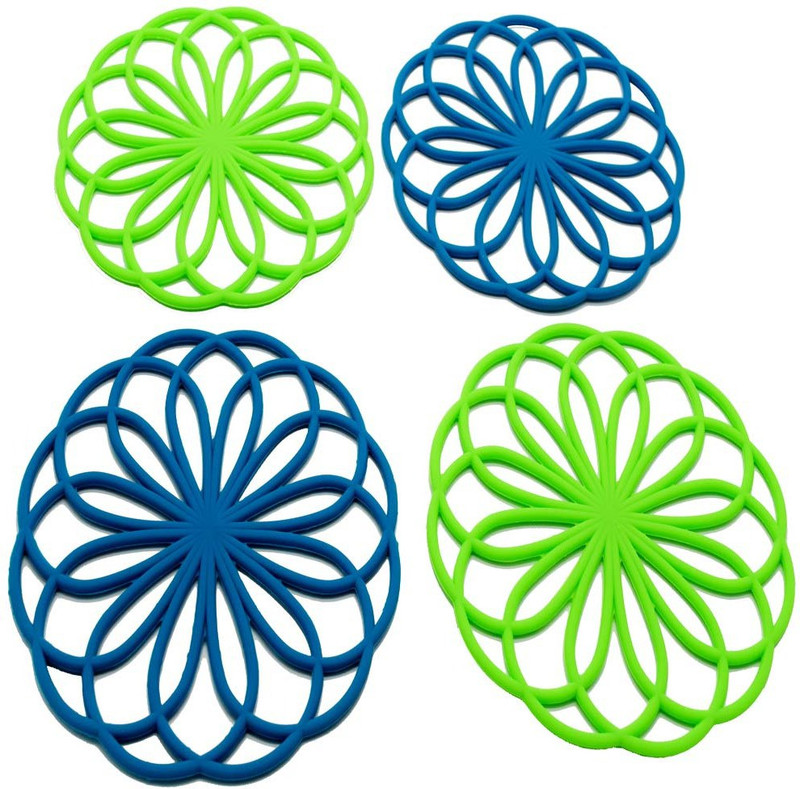 snyter Round Pack of 4 Table Placemat(Dark Green, Dark Blue, Silicone)