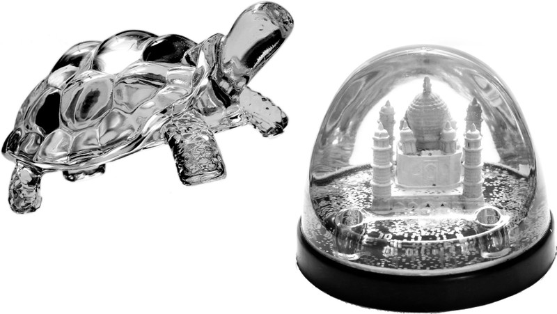 bouzooka Combo Offer Crystal ‘Loving Heart’ (6x4x4.5 cm) + Tajmahal in water (11x9x8 cm) perfect Valentine Gift to someone you love most and showpiece item Decorative Showpiece  -  8 cm(Plastic, Glass, Clear)