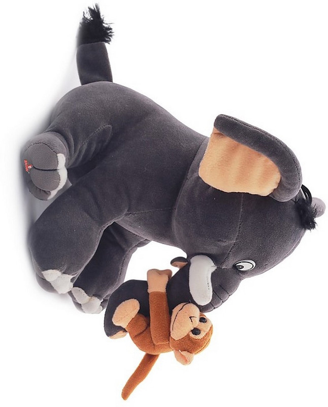 kraft artefacto haus MEDIUM ELEPHANT WITH BABY MONKEY SOFT TOY - 40CM  - 40 cm(Multicolor)