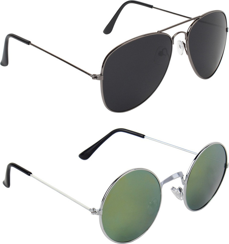 Abner Aviator, Round Sunglasses(Black) Abner Aviator, Round Sunglasses(Black)