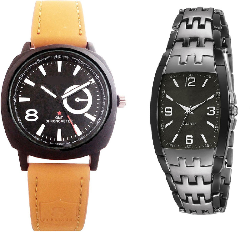 declasse SILVER GREY TWO TONE COLLECTION MEN WATCH WITH LIGHT BROWN BELT SPORTS ARTIFICIAL CHRONOGRAPH DIAL PARTY WEAR Analog Watch  - For Men