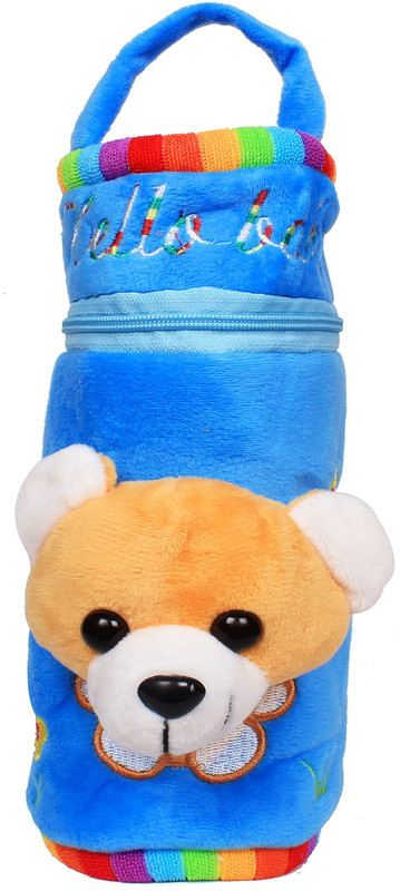 Ole Baby Cute Smiley Teddy Plush Toy Velvet Milk Feeding Bottle Cover(Upto 50-500 ml)…(Blue)