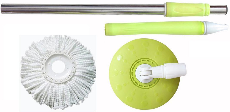 bajrang Mop 360° spin Cleaning stainless steel Rod Set (Green)+01 Refill Mop Set