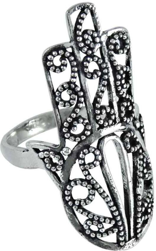Miska Silver Hamsa Hand Metal Ring