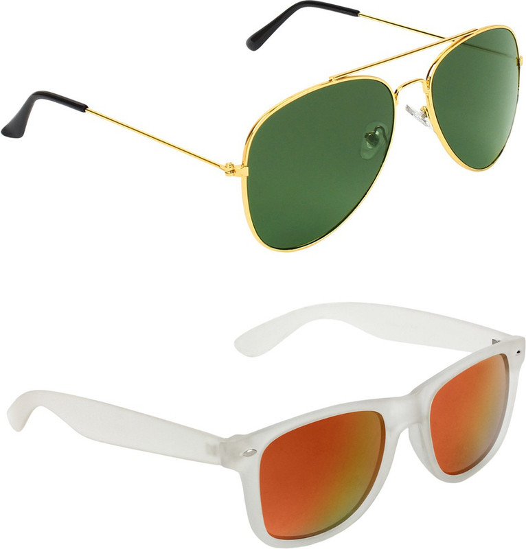 Abner Aviator, Wayfarer Sunglasses(Green, Multicolor) Abner Aviator, Wayfarer Sunglasses(Green, Multicolor)