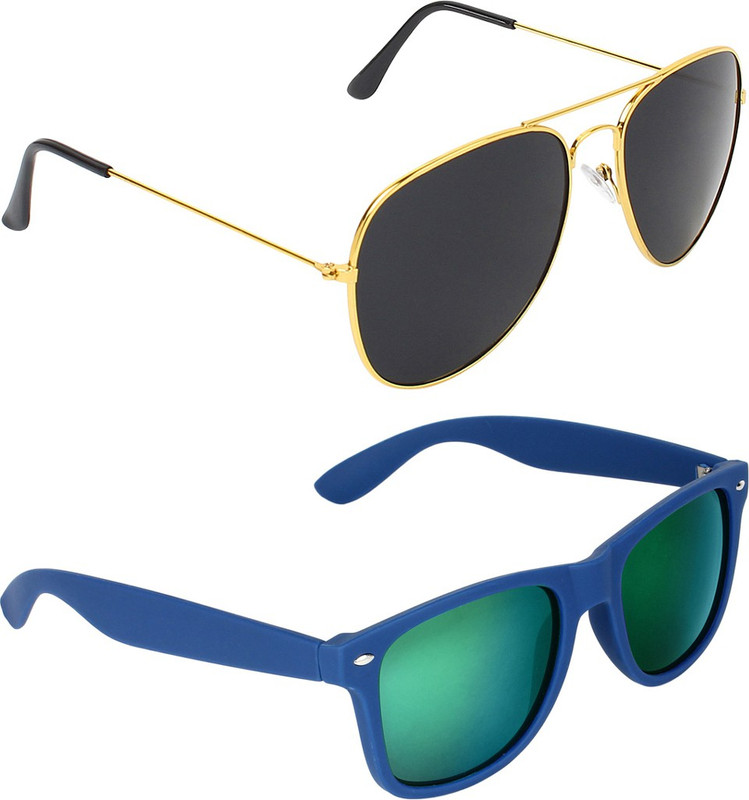 Abner Aviator, Wayfarer Sunglasses(Black, Multicolor) Abner Aviator, Wayfarer Sunglasses(Black, Multicolor)