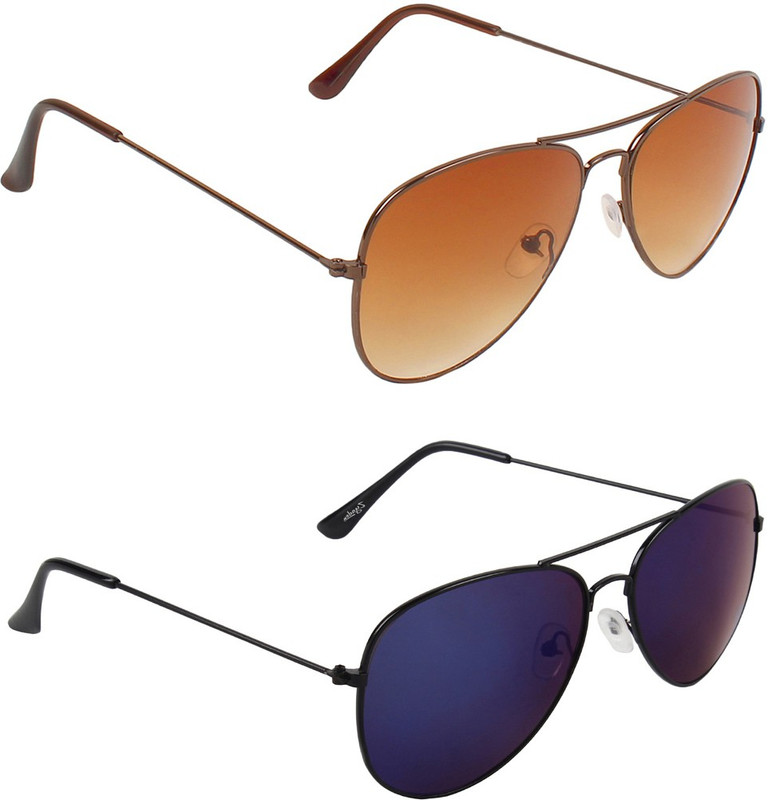 Abner Aviator, Aviator Sunglasses(Brown, Multicolor) Abner Aviator, Aviator Sunglasses(Brown, Multicolor)