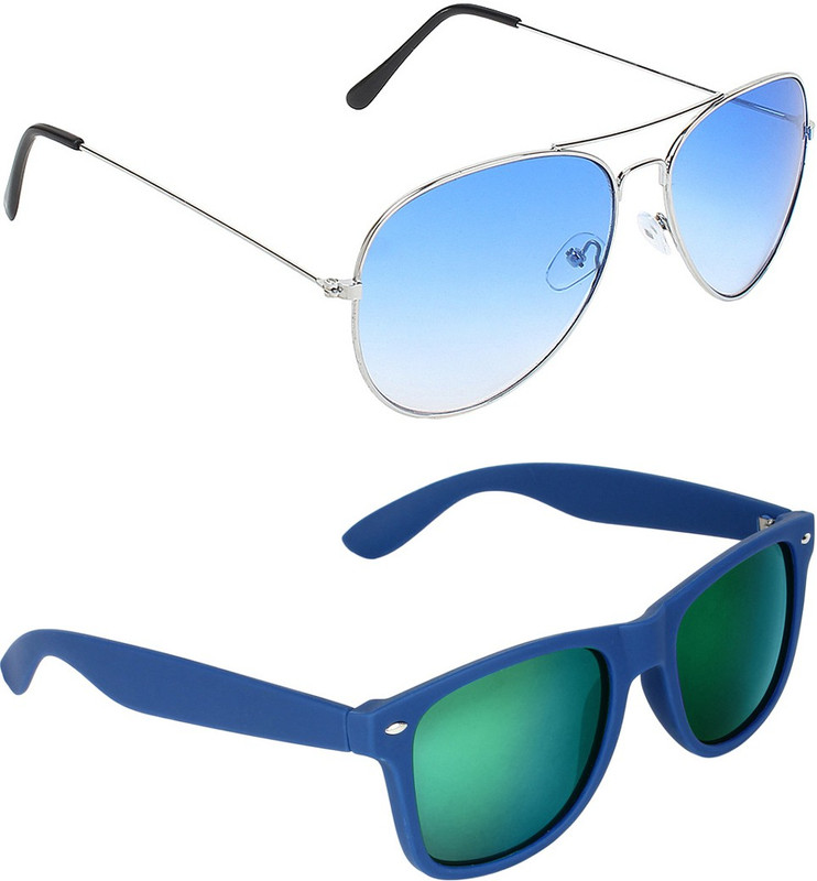 Abner Aviator, Wayfarer Sunglasses(Blue, Multicolor) Abner Aviator, Wayfarer Sunglasses(Blue, Multicolor)