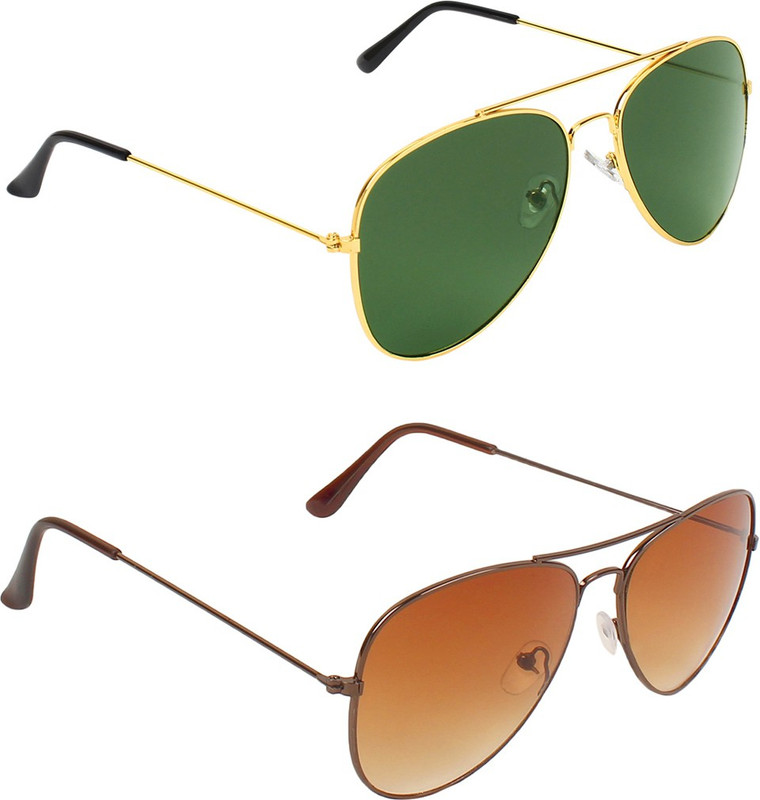 Abner Aviator, Aviator Sunglasses(Green, Brown) Abner Aviator, Aviator Sunglasses(Green, Brown)