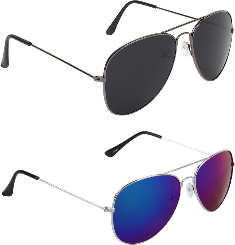 Abner Aviator, Aviator Sunglasses(Black, Multicolor) Abner Aviator, Aviator Sunglasses(Black, Multicolor)