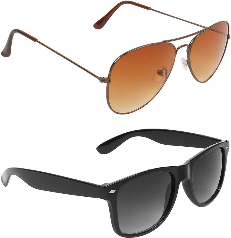 Abner Aviator, Wayfarer Sunglasses(Brown, Black) Abner Aviator, Wayfarer Sunglasses(Brown, Black)
