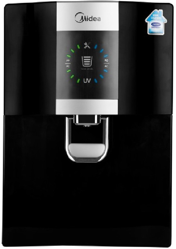 Carrier Midea MWPRU080AL7 Antibacterial Replaceable Tank 8 L RO + UV Water Purifier(Black)