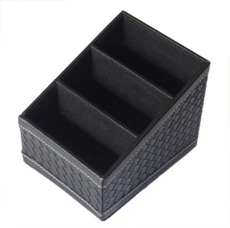decorika 3 Compartments wood Desk Organizer(Black)