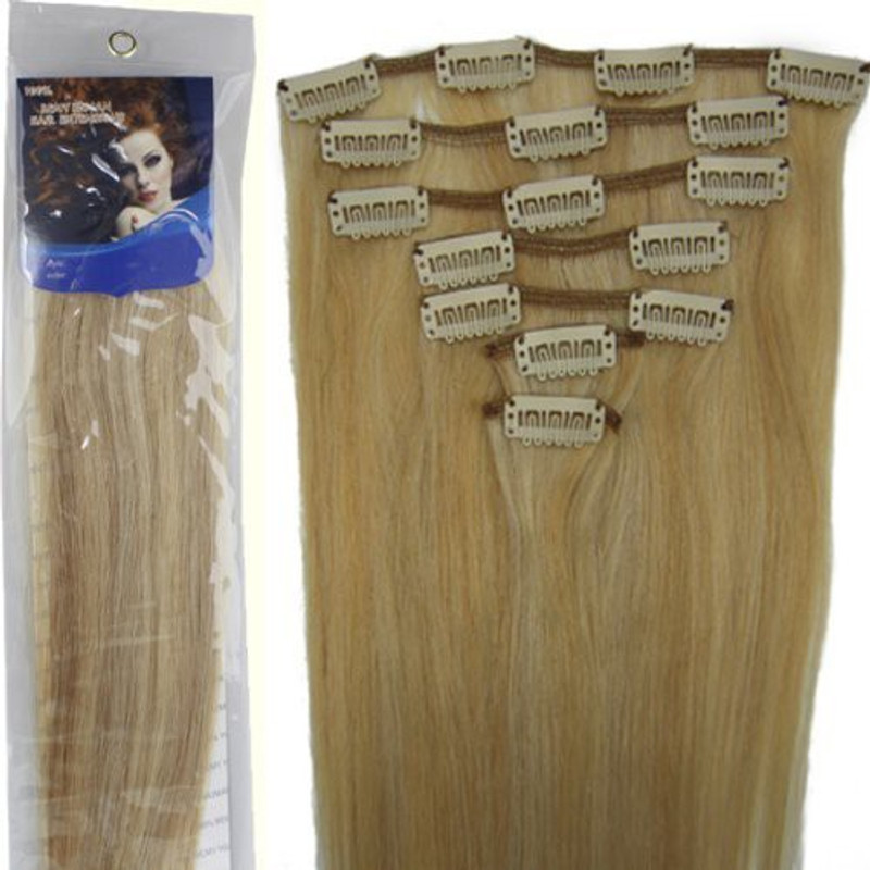 lilu 20'' Fashional Clips In Remy Human Hair Extensions 24 Colors For Women Beauty Hot Sale (#18/613) By(7 Pieces)