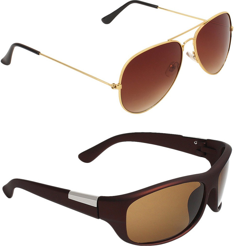 Abner Aviator, Wrap-around Sunglasses(Brown, Brown) Abner Aviator, Wrap-around Sunglasses(Brown, Brown)
