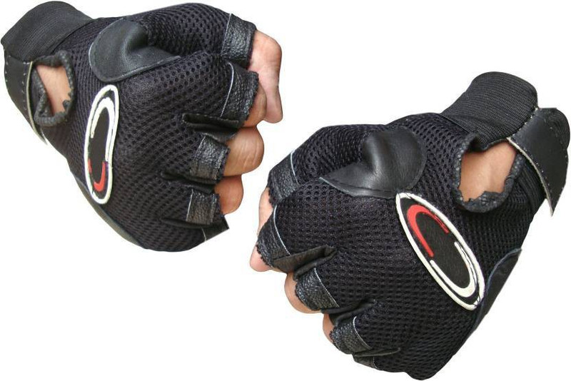 Sports 101 Power Leather Gym & Fitness Gloves (Free Size, Black)