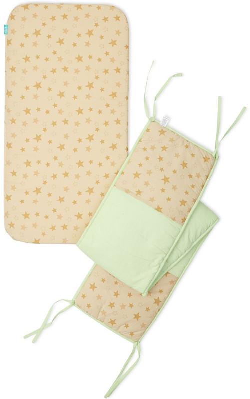 MINI KLUB Polycotton Baby Bed Sized Bedding Set(Multicolor, 1 Foam Bed, 1 Cradle Bumper)