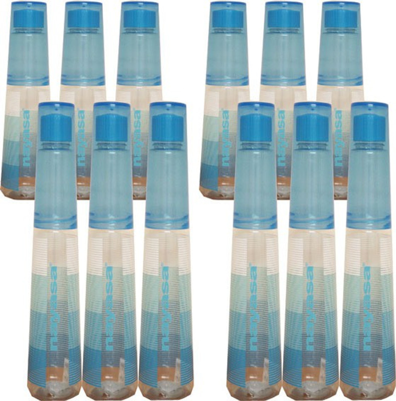 NAYASA glass bottle 1000 ml Plastic Bottle(Pack of 12, Blue)