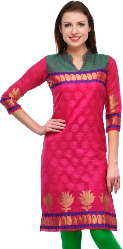 Asha Fashion Casual Embroidered Women Kurti(Green)
