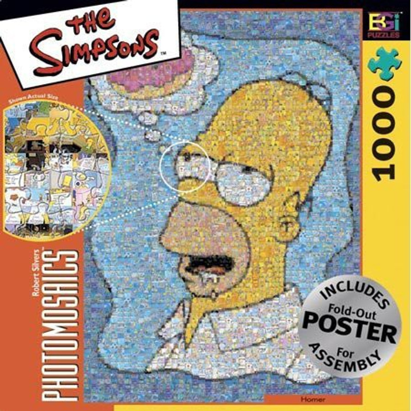 Robert Silvers Photomosaics Simpsons Photomosaic Homer With Donut(1000 Pieces)