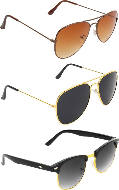 Abner Aviator, Aviator, Clubmaster Sunglasses(Brown, Black, Black) Abner Aviator, Aviator, Clubmaster Sunglasses(Brown, Black, Black)