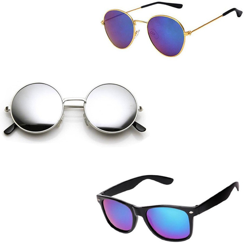 Lee Topper Round, Aviator, Wayfarer Sunglasses(Blue, Green)