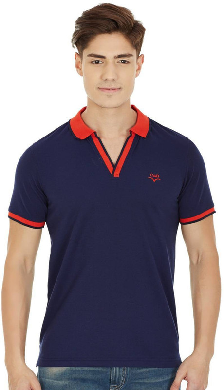 Cloak & Decker Solid Men Polo Neck Dark Blue T-Shirt Cloak & Decker Solid Men Polo Neck Dark Blue T-Shirt