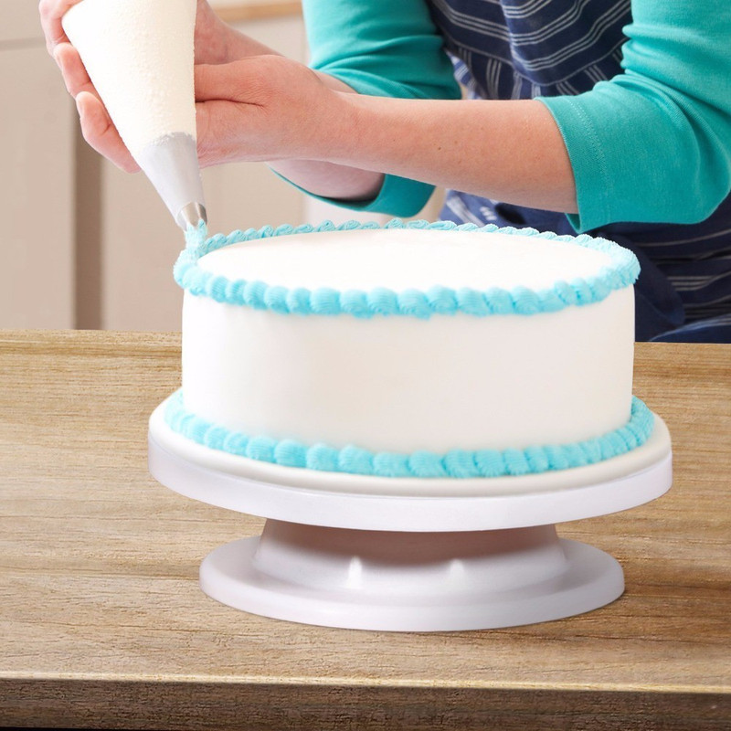 easydeals Cake_Turntable_360_Rotataion Plastic Cake Server(White, Pack of 1)