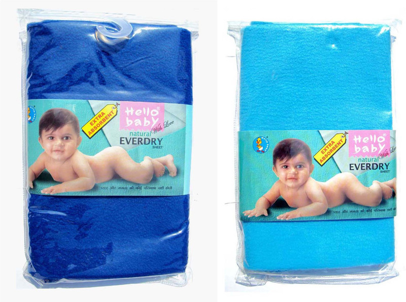 Hello Baby Extra Absorbent Natural Quick Dry Waterproof Bed Protector -Royal Blue & Sky Blue Medium combo(Multicolor)