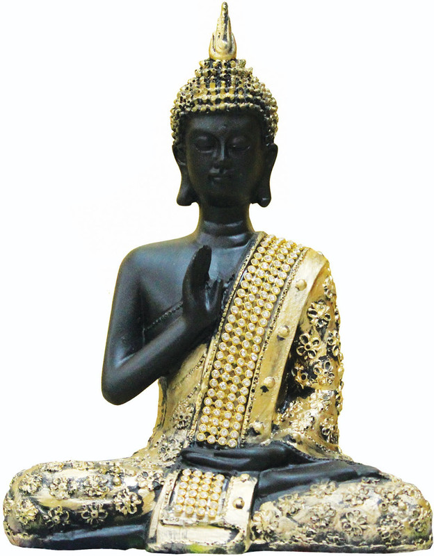 ajmera sales Meditating Buddha Decorative Showpiece  -  19 cm(Polyresin, Gold, Black)