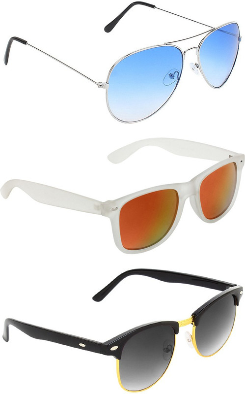 Abner Aviator, Wayfarer, Clubmaster Sunglasses(Blue, Multicolor, Black) Abner Aviator, Wayfarer, Clubmaster Sunglasses(Blue, Multicolor, Black)