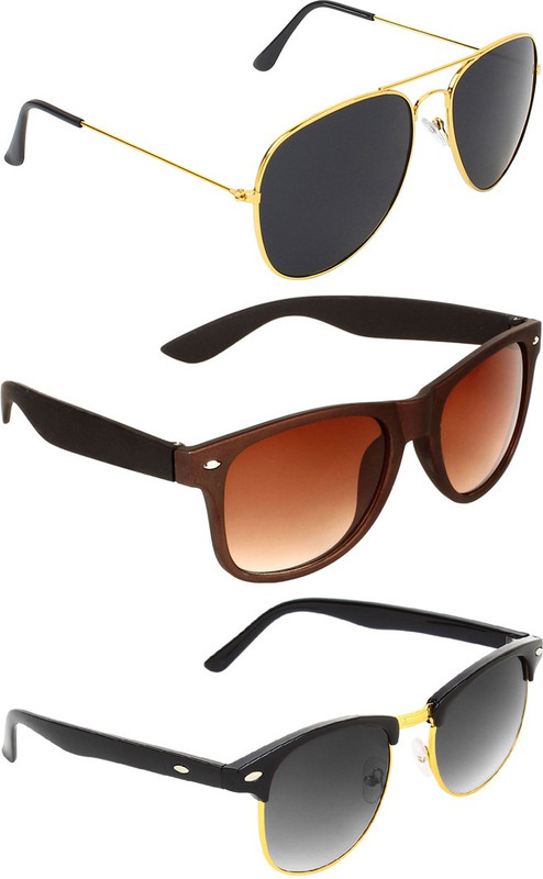 Abner Aviator, Wayfarer, Clubmaster Sunglasses(Black, Brown, Black) Abner Aviator, Wayfarer, Clubmaster Sunglasses(Black, Brown, Black)