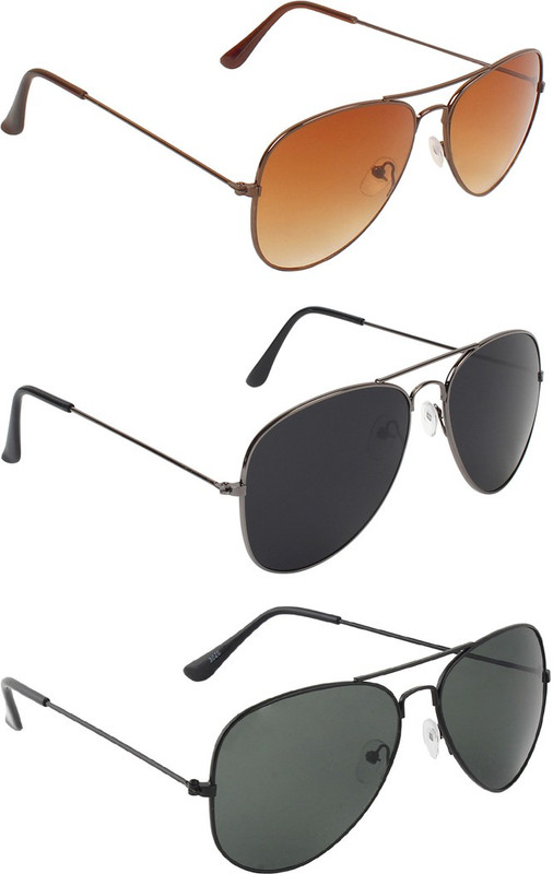 Abner Aviator, Aviator, Aviator Sunglasses(Brown, Black, Black) Abner Aviator, Aviator, Aviator Sunglasses(Brown, Black, Black)