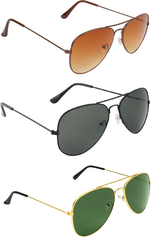Abner Aviator, Aviator, Aviator Sunglasses(Brown, Black, Green) Abner Aviator, Aviator, Aviator Sunglasses(Brown, Black, Green)